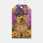 Spooky Wheaten Terrier Hond Halloween Heksenpompoe Cadeaulabel (Voorkant)