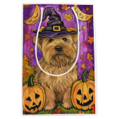 Spooky Wheaten Terrier Hond Halloween Heksenpompoe Medium Cadeauzakje (Voorkant)