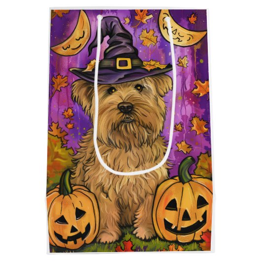 Spooky Wheaten Terrier Hond Halloween Heksenpompoe Medium Cadeauzakje (Achterkant)