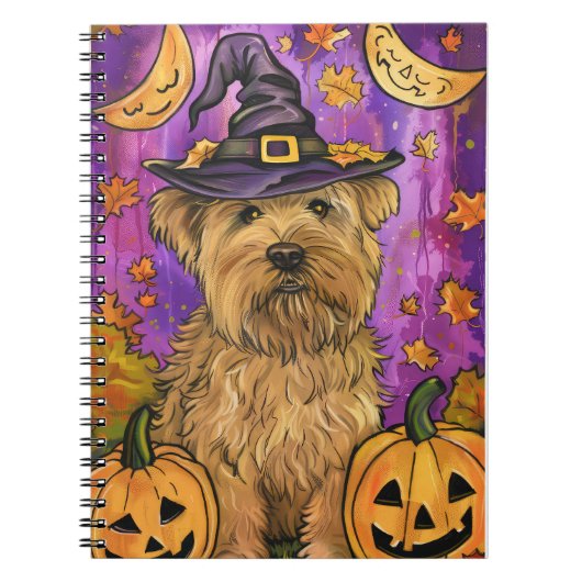 Spooky Wheaten Terrier Hond Halloween Heksenpompoe Notitieboek (Voorkant)