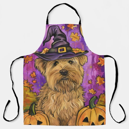 Spooky Wheaten Terrier Hond Halloween Heksenpompoe Schort (Voorkant)