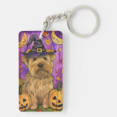 Spooky Wheaten Terrier Hond Halloween Heksenpompoe Sleutelhanger (achterkant)