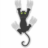 Spooky Whiskers Halloween Black Cat Sticker (Voorkant)