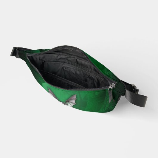 Spooky White Bat Glowing Green Cave Black Heuptasje (Open)