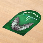 Spooky White Bat Glowing Green Cave Halloween Acryl Uitnodigingen (Laagn)