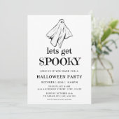 Spooky White Ghost Volwassen Halloween Kostuum Par Kaart (Staand voorkant)
