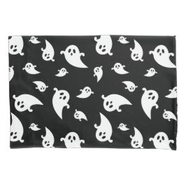 Spooky White Ghosts Patroon op Black Halloween Kussensloop