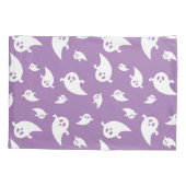 Spooky White Ghosts Patroon op Paarse Halloween Kussensloop (Achterkant)