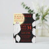 Spooky White Ghosts Waterverf Halloween Party Uitnodiging Briefkaart (Staand voorkant)