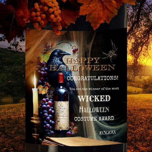 Spooky Wicked Halloween Kostuum Award Wijn Etiket