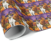 Spooky Wirefox Terrier Hond Halloween Heksenpompoe Cadeaupapier (Rol Hoek)