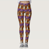 Spooky Wirefox Terrier Hond Halloween Heksenpompoe Leggings (Voorkant)