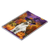 Spooky Wirefox Terrier Hond Halloween Heksenpompoe Notitieboek (Linkerzijde)