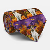 Spooky Wirefox Terrier Hond Halloween Heksenpompoe Stropdas (Opgerold)