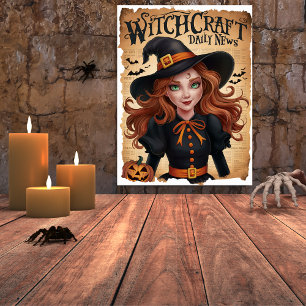 Spooky Witch Bat  stijl Halloween krant Poster