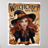Spooky Witch Bat  stijl Halloween krant Poster (Voorkant)