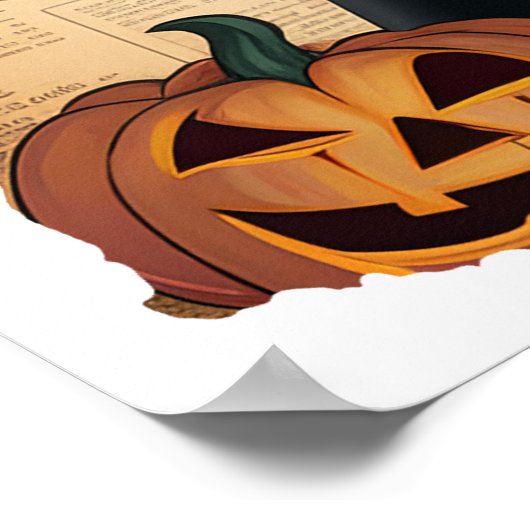 Spooky Witch Bat  stijl Halloween krant Poster (Hoek)
