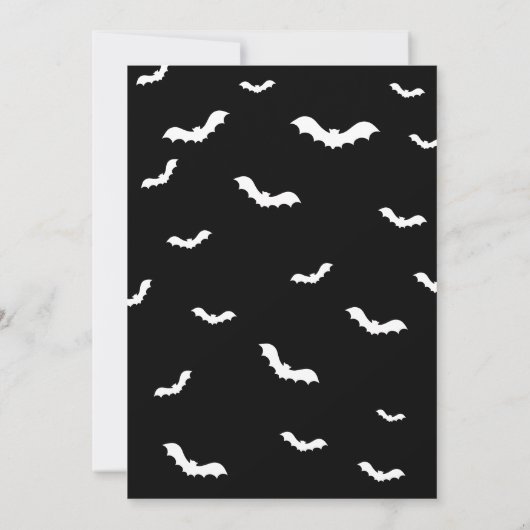 Spooky Witch Black en White Halloween Party Kaart (Achterkant)