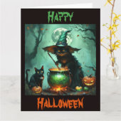 Spooky Witch Cats in een onheilspellend moeras Kaart (Gele Bloem)