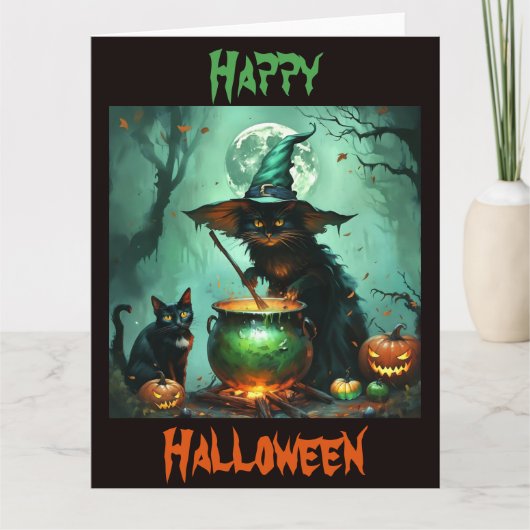 Spooky Witch Cats in een onheilspellend moeras Kaart (Voorkant)