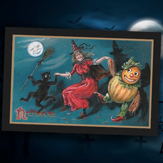 Spooky -witch-dansen met zwarte kat tissuepapier