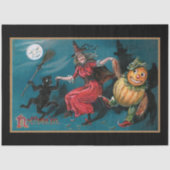 Spooky -witch-dansen met zwarte kat tissuepapier (Voorkant)