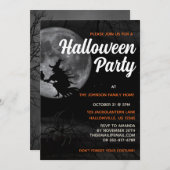 Spooky Witch en Spider Halloween Party Kaart (Voorkant / Achterkant)