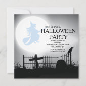 Spooky Witch Graveyard Halloween Party Invitation Kaart (Voorkant)