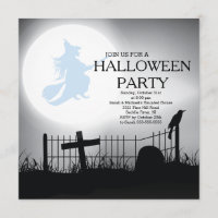 Spooky Witch Graveyard Halloween Party Invitation