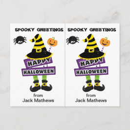 Spooky Witch Greetings School Party Halloween Kaar Briefkaart