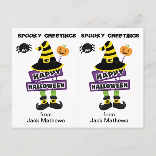 Spooky Witch Greetings School Party Halloween Kaar Briefkaart (Voorkant)