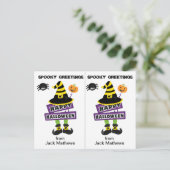 Spooky Witch Greetings School Party Halloween Kaar Briefkaart (Staand voorkant)