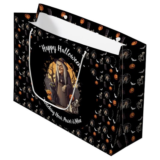 Spooky Witch Halloween Gift Bag 🎃🧙♀️ Groot Cadeauzakje (Voorkant Gekanteld)