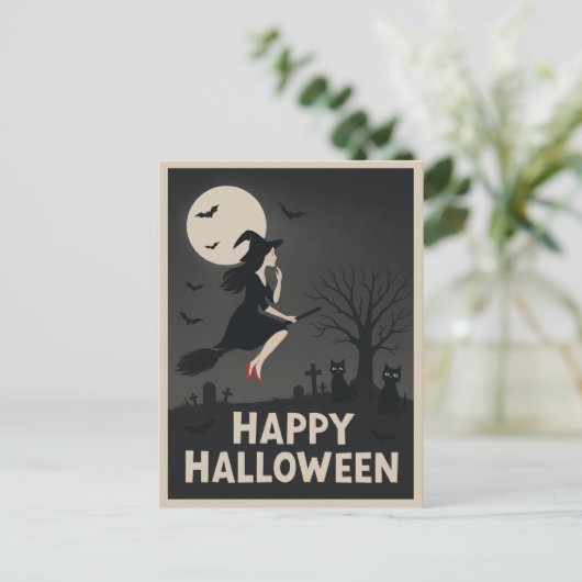 Spooky Witch Halloween Greeting Briefkaart (Staand voorkant)