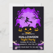 Spooky Witch Halloween Night Party Invitation Kaart (Voorkant)