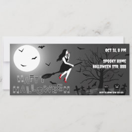 Spooky Witch Halloween Party Invitation Kaart