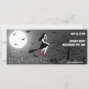 Spooky Witch Halloween Party Invitation Kaart