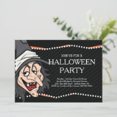 Spooky Witch Halloween Party Invitation Kaart (Staand voorkant)