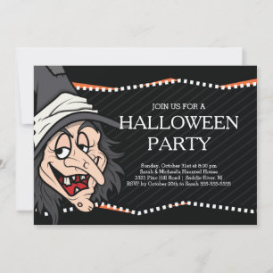 Spooky Witch Halloween Party Invitation Kaart