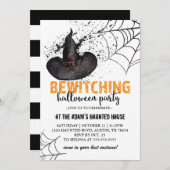 Spooky Witch Halloween Party Invitation Kaart (Voorkant / Achterkant)
