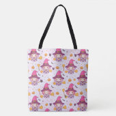 Spooky Witch Halloween Patroon met Pumpkins Star Tote Bag (Voorkant)