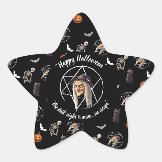 🕷️ Spooky Witch Halloween Stickers 🎃 zwart 👻 (Voorkant)
