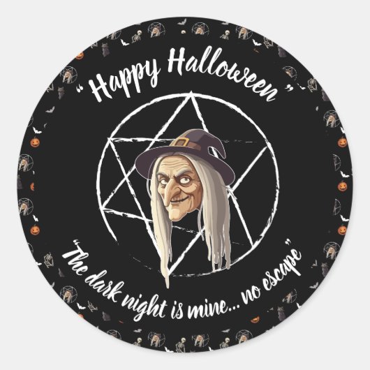 🕷️ Spooky Witch Halloween Stickers 🎃 zwart 👻 (Voorkant)
