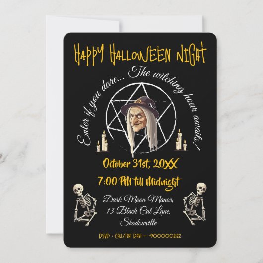 🧙♀️ Spooky Witch Halloween Uitnodigen 🎃👻 Kaart (Voorkant)