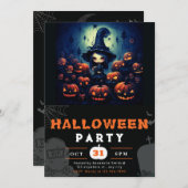 Spooky Witch Jack-O' Lantaarns Volle Maan Hallowee Kaart (Voorkant / Achterkant)