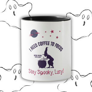 Spooky Witch Koffie met Naam Patroon Mok