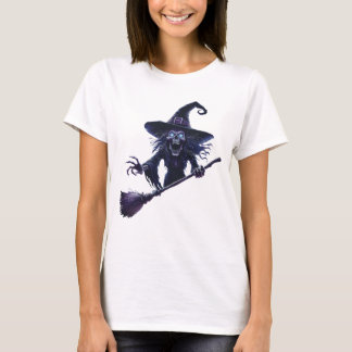 Spooky Witch met Tall Pet en Wand - Halloween De T-shirt