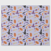 Spooky Witch, Moon en Broom Halloween Gift Wrap Cadeaupapier (Vlak)