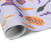 Spooky Witch, Moon en Broom Halloween Gift Wrap Cadeaupapier (Rol Hoek)