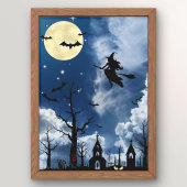 Spooky Witch Moon Halloween Wall Art Poster